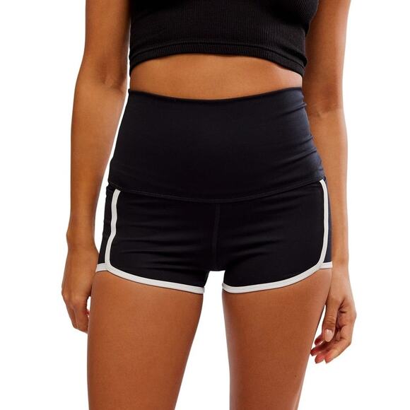 NWT FP Movement Black w/ White Piping Island Time High Waisted Shorts, Size S - Picture 2 of 11